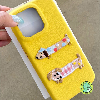 Ốp Điện Thoại Da Thêu Cho Redmi 14R 14C Note 14 13 12 11 10 Pro Plus 5G 4G Vỏ Mềm Hoạt Hình Dễ Thương Dachshund Ins Style