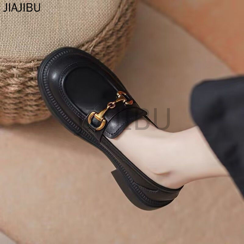 Size 35-43 Giày Da Nhỏ Mũi Tròn Thông Thường Kiểu Anh Có Gót Dày Giày Nữ Cỡ Lớn 42 Giày Lười Slip-on Giày Đi Học Màu Đen Korean Fashion Platform Lolita Mary Jane Shoes Retro JK Uniform Cosplay Doll Shoes Giày Công Chúa Đen Mờ Nhật Bản Giày Khiêu Vũ
