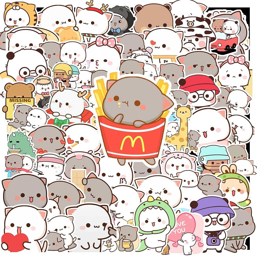 50 cái Nhãn Dán Mèo Mochi chống nước, Hình Dán Mochi Cat giá rẻ, decal Mochi