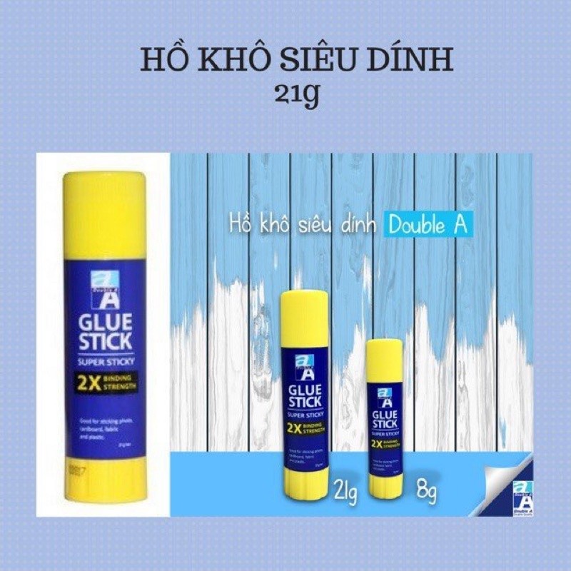 Keo dán khô, hồ kho thỏi son Hàn Quốc Korea DOUBLE A 2X nắp màu vàng siêu dính. -