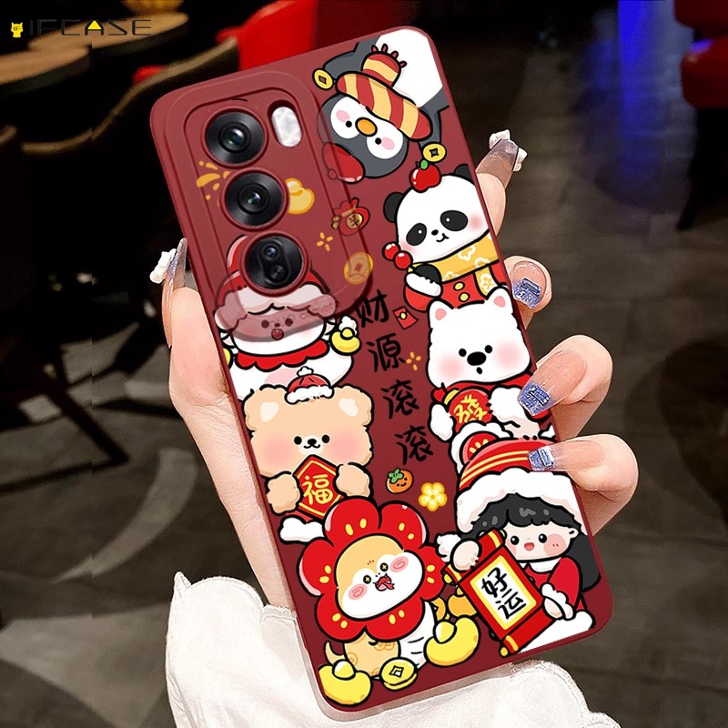 Dành Cho Realme V50 V50s V30 V30T V25 V23 V23i V15 V11 V11s V5 5G Ốp Điện Thoại Tết Nguyên Đán Mèo May Mắn Chó Con Chim Cánh Cụt Gấu Trúc Thỏ Hoạt Hình Dễ Thương Vỏ Mềm Ốp Lưng