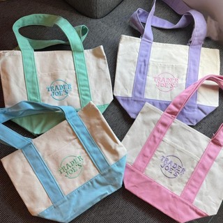 Trader Joe 's Mini Pastel Canvas Tote Túi vải màu pastel nhỏ Túi mua sắm thời trang