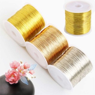MARBLEM 100m / cuộn Dây đồng hợp kim bảo quản màu, Dây đồng thau tự làm 0,3mm 0,4mm, Đồ thủ công thủ công Mạ vàng Retro Kẹp tóc thủ công Dây đồng thau làm đồ trang sức