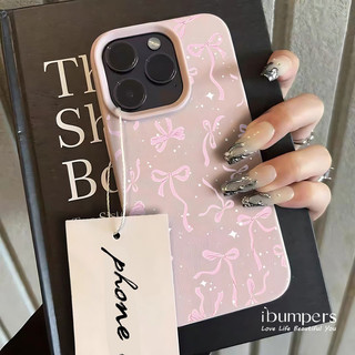 ibumpers Ốp Điện Thoại iPhone Họa Tiết Nơ Màu Hồng Tinh Tế Cho IPhone 16 15 14 12 13 11 Pro Max IP 7 8 Plus X XS XR Ốp Lưng Mỏng Silicon Mềm Da Họa Tiết