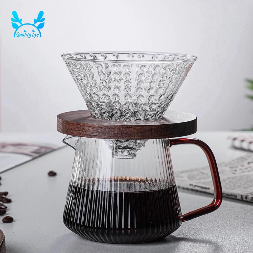 Rót Trên Máy Chủ Cà Phê Kính Dọc Nồi Cà Phê Chịu Nhiệt Cho Nhỏ Giọt Cà Phê Chia Sẻ Nồi Ấm Siêu Tốc -350Ml