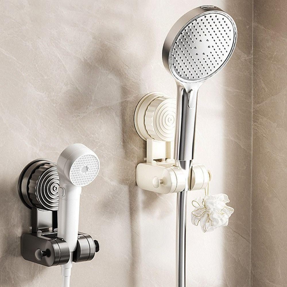 Giá đỡ vòi hoa sen SUNKISSD, Giá đỡ đầu vòi hoa sen có thể điều chỉnh, Giá treo tường sáng tạo có móc Máy phun có thể tháo rời Phụ kiện phòng tắm đế cố định