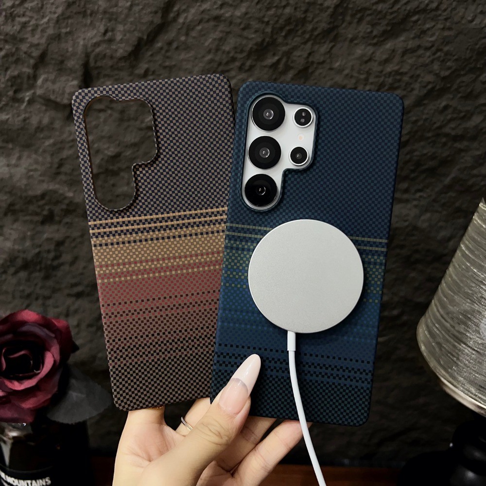 Ốp từ tính họa tiết sợi Carbon siêu mỏng Micro Matte cho Samsung S26 Ultra S25 Ultra S24 Ultra S24 S25 + S23 Vỏ chống sốc mờ siêu mỏng