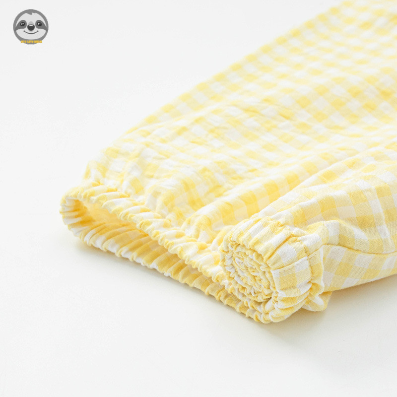 Phong cách Nhật Bản Muji Style / Bộ đồ ngủ đôi sợi Cotton đã giặt / Quần ngắn tay Cotton nguyên chất Đồ mặc nhà cho cặp đôi mùa hè