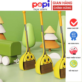 Bộ Chổi Quét Nhà Vịt Vàng Dễ Thương Kèm Hót Rác Cho Bé – Dễ Dàng Tháo Lắp Và Cất Gọn -POPITOYS