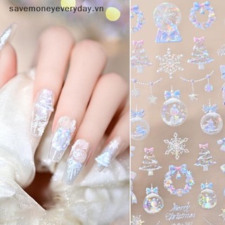 [savemoneyeveryday] Nhãn dán nghệ thuật làm móng cây thông Noel Bông tuyết dễ thương Ngôi sao tự dính Nhãn dán nghệ thuật làm móng tay dập nổi 5D [vn]