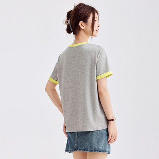 [MIZIQI] Áo thun cổ tròn in hình chính hãng dành cho nữ Áo thun ngắn tay màu tương phản