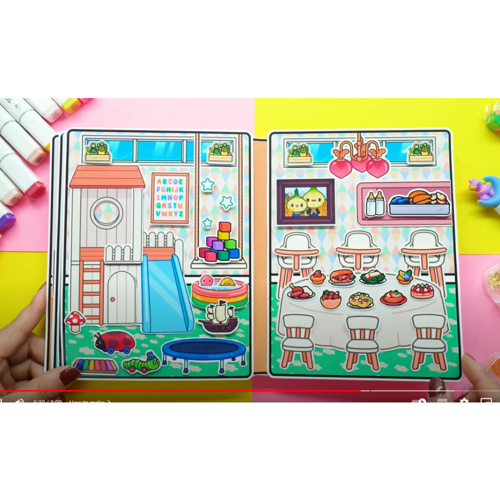 Đồ chơi búp bê giấy Nhà trẻ đồ chơi thủ công toca boca đồ chơi bóc dán thông minh dành cho trẻ