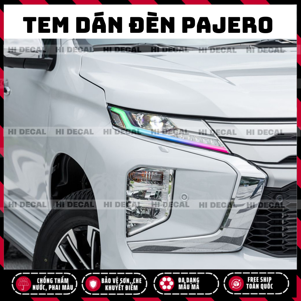 Tem dán đèn Pajero, decal trang trí đèn Pajero chống nước bền màu