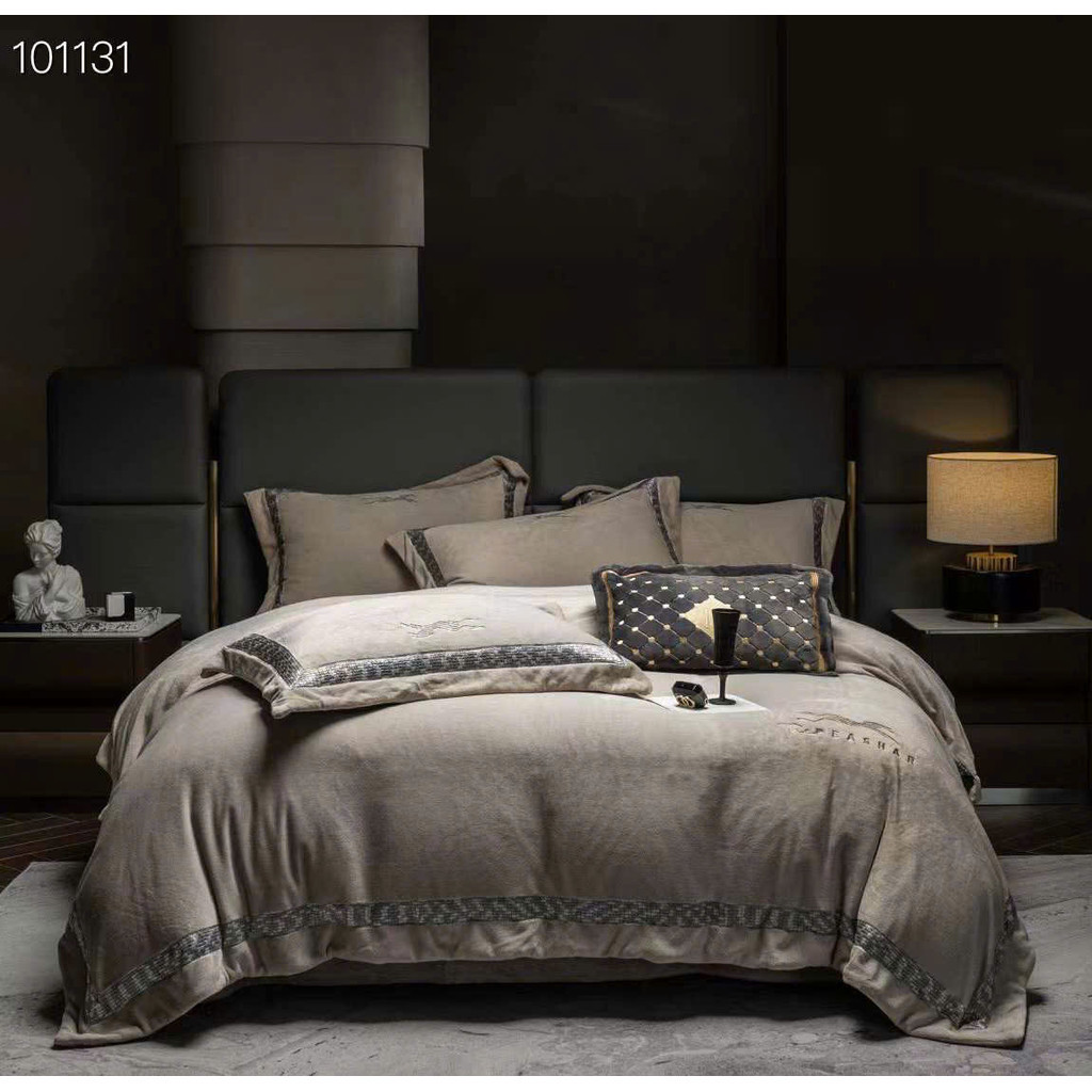 Bộ chăn ga gối nỉ nhung mềm ấm áp MemMinbedding Luxury thiết kế đơn giản sang trọng quý phái - (TỔNG HỢP 18 )