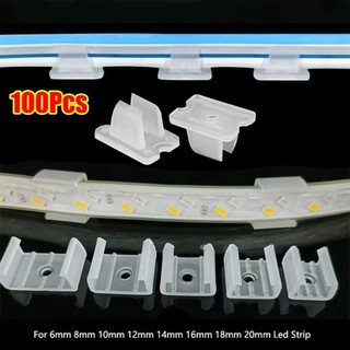 MODOMINO 100 Chiếc Dải LED Cố Định Kẹp, Giá Đỡ Đèn Nhựa Lắp Khóa Gắn Đèn, 8-20mm 5050 / 5730 / 2835 220V Đầu Nối Giá Đỡ Đèn Tường COB Linh Hoạt