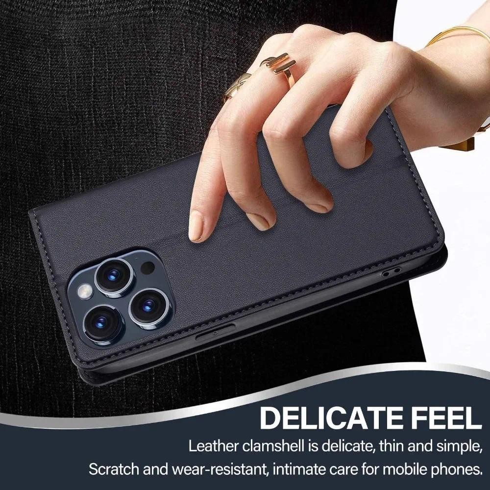 Ví Da Lật Có Giá Đỡ Thẻ Chân Đế Cho iPhone 16 Pro Max 15 14 Plus 13 12 Mini 11 XSMax XR X 78 SE 2020 2022 Vỏ Bảo Vệ
