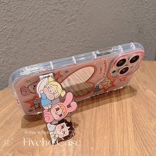 Vỏ + Dây Xích Tương Thích Cho IPhone 16 15 14 13 12 11 Pro XS Max XR X 8 7 6 6s Plus SE Bảo Vệ Vỏ Điện Thoại Thời Trang Hoạt Hình Dễ Thương Crybaby Chống Rơi Mirro Ốp Lưng Màu Hồng