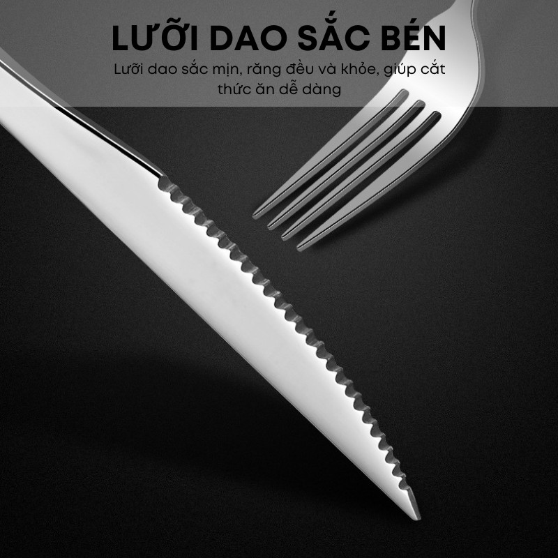 Dao Bàn Ăn Inox Cao Cấp - Dùng Ăn Tráng Miệng, Bít Tết, Đồ Âu - Thép Không Gỉ Sáng Bóng - Cho Gia Đình, Nhà Hàng 1010