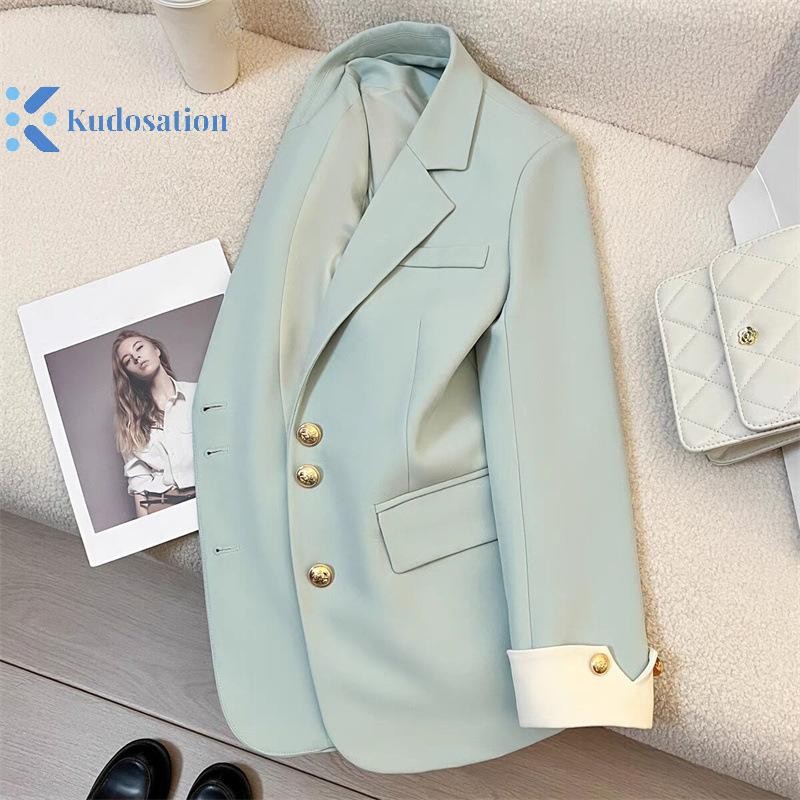 Kudosation Phù Hợp Với Áo Khoác Công Sở Nữ Thanh Lịch Chắp Vá Một ngực Nữ Blazer Đẹp