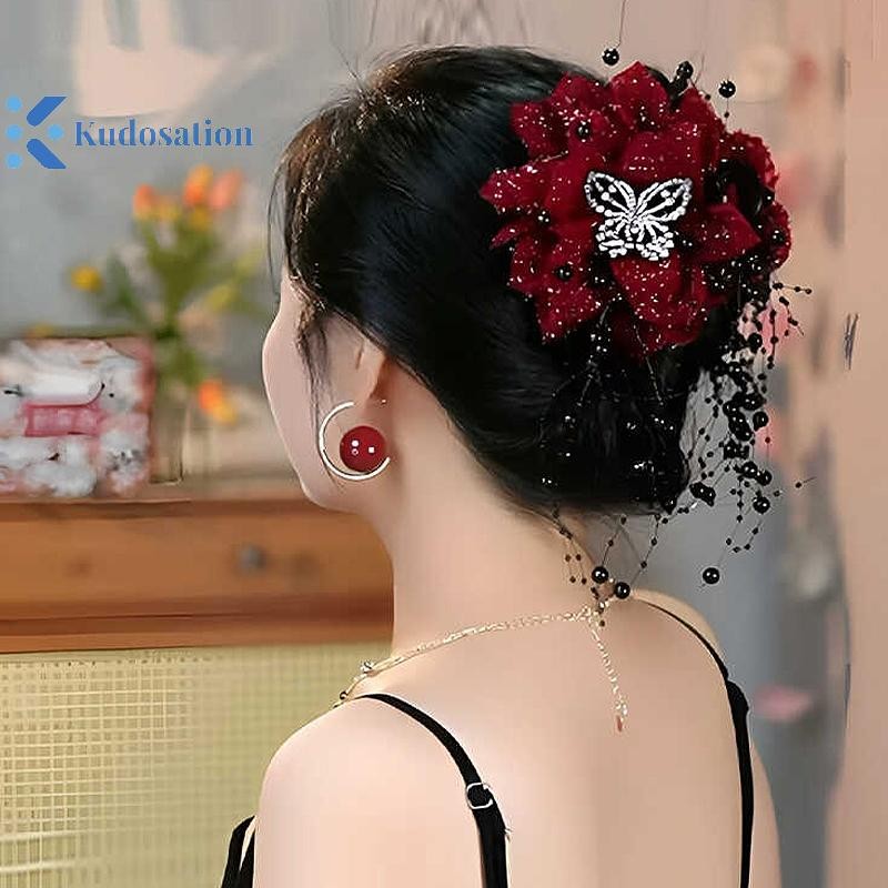 Kudosation Flower sel Kẹp tóc Mũ đội đầu Kẹp tóc phóng đại