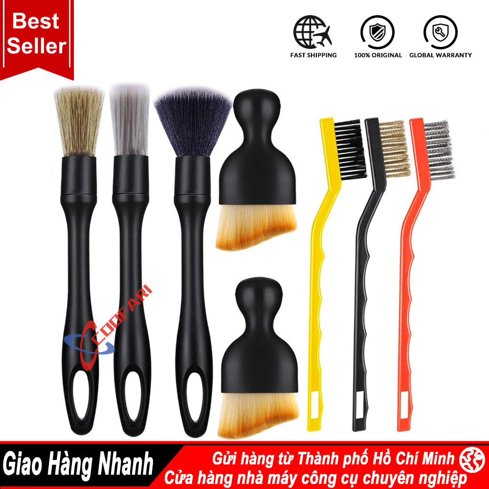 Combo 8 cọ rửa xe cao cấp, Cọ Vệ Sinh Xe, Cọ Microfiber, Cọ Sợi Cước ...
