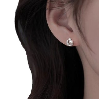 Bông tai ngọc trai bạc S925 Trang sức thời trang đơn giản Quà tặng nữ