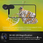 Ống kính điện thoại Macro INOVAGEN 120MM, Ống kính siêu Macro 10X có kẹp đa năng, Ống kính máy ảnh điện thoại cho Video ảnh, CPL và tùy chọn lọc ánh sáng sao — ảnh 5
