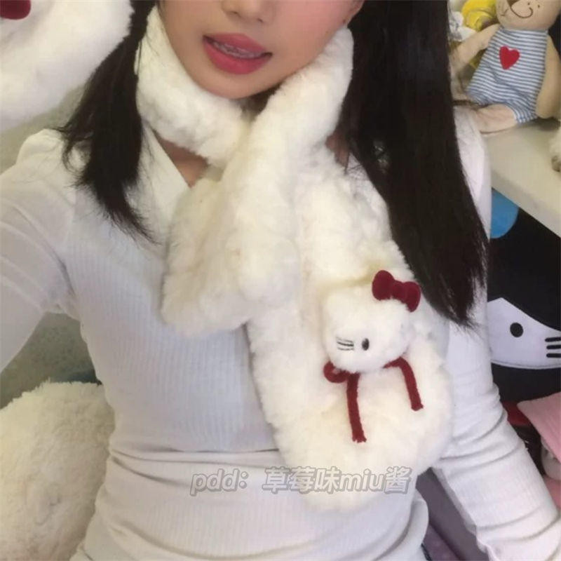 Khăn quàng cổ ngắn dày dặn Kitty ngọt ngào dễ thương