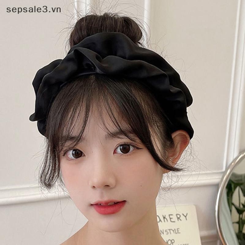 # Vn # Dây buộc tóc rộng thời trang dành cho nữ Mũ đội đầu bằng vải màu trơn cho bé gái Dây buộc tóc xếp li Phụ kiện tóc nữ.
