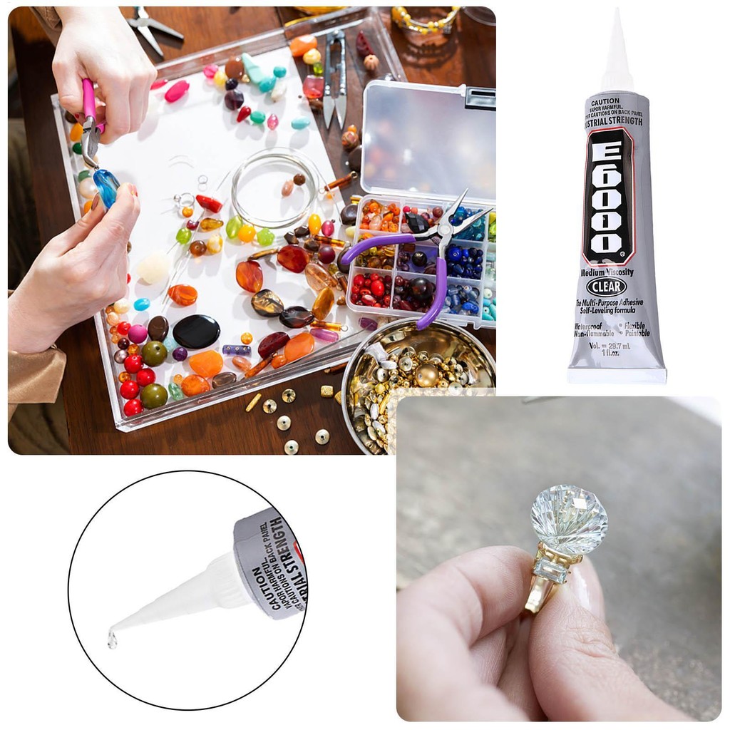 E6000 Siêu Keo Trang Sức Trong Suốt Keo Dán Dính Dính Khoan Kim Cương Giả Liên Kết Gốm Sứ Thủy Tinh Nhựa Keo pomervn