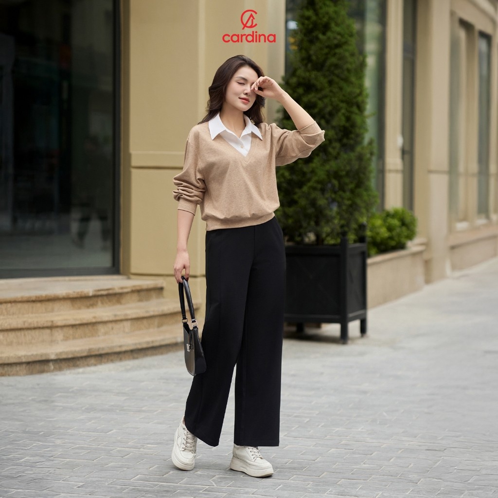 Quần nữ CARDINA chất liệu umi dáng suông cạp cao co giãn đa chiều thoải mái trẻ trung năng động 5QDT19