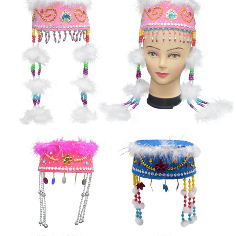 Bầu trời Phong cách dân tộc Mũ trang trí Lưới lấp lánh Mũ thủ công Mũ phong cách độc đáo (Random color)
