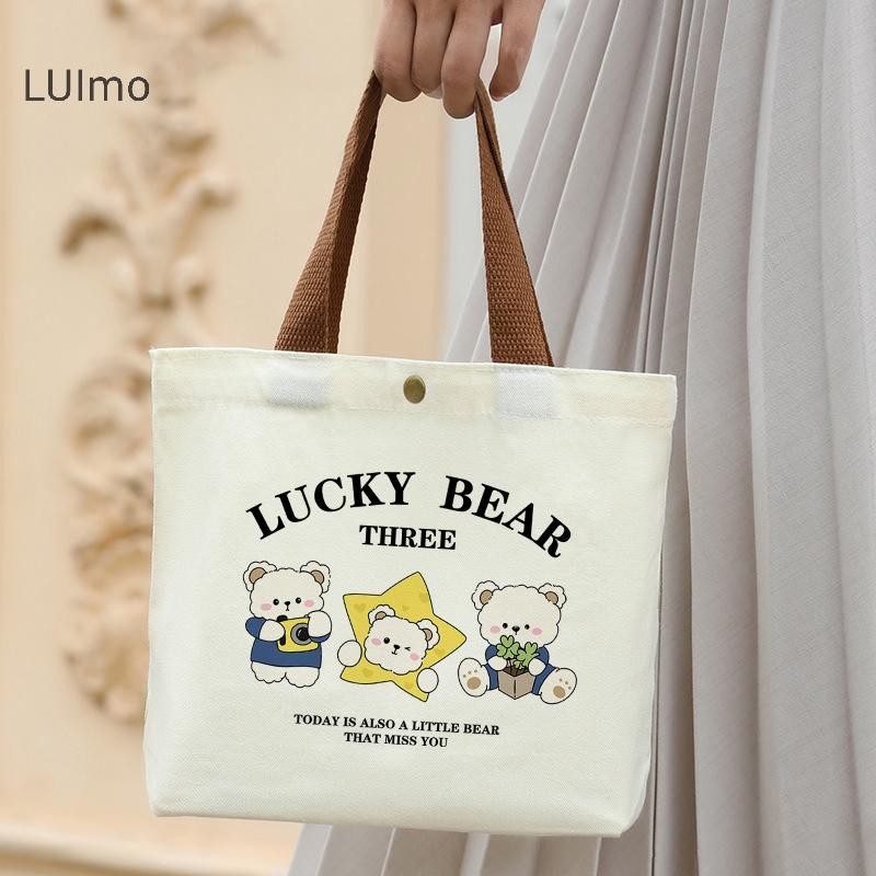 Luimo Họa Tiết Hoạt Hình In Hình Túi Xách Vải Nhân Viên Văn Phòng Túi Tote Ăn Trưa SBS Túi Bảo Quản