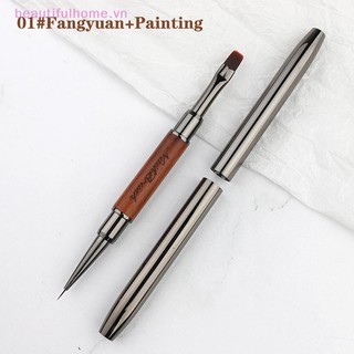 [Beautifulhome] Bút keo dán móng tay hai đầu bằng gỗ đàn hương UV Gel Brush Nail Art Painting Extension Gel Nail Line Brush Dụng cụ làm móng tay [làm đẹp]