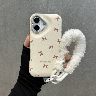 Sang Trọng Chấm Nơ Da Trống Túi Điện Thoại iPhone16 15 14 13promax Chống Sốc Bảo Vệ camera Chống Rơi Vỏ Cứng Mặt Sau