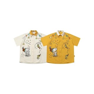 Áo sơ mi dáng rộng họa tiết Snoopy cổ điển, thoáng mát suốt mùa hè