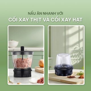 Máy xay sinh tố Hare HR BL6386 công suất 600W 3 cối thủy tinh, 4 chế độ xay bảo hành 12 tháng