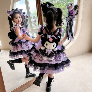 Cô Gái Trang Phục Cô Gái Kuromi Gothic Đầm Bé Gái Công Chúa Đầm Trẻ Em Trình Diễn Đầm Mùa Hè Gạc Đầm