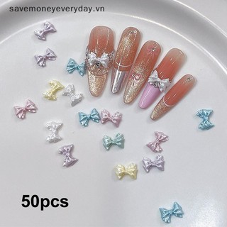 [savemoneyeveryday] 50 Chiếc Ngọc Trai 3D Nail Art Bow Charm Cho Móng Tay Thiết Kế Trang Trí Phụ Kiện Làm Móng Tay Nơ Đồ Thủ Công DIY [vn]