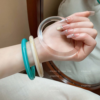 Vòng tay acrylic lưỡi rộng thông thường dành cho nữ mùa hè phong cách retro hình dạng hình học người bạn thân nhất trang trí tay