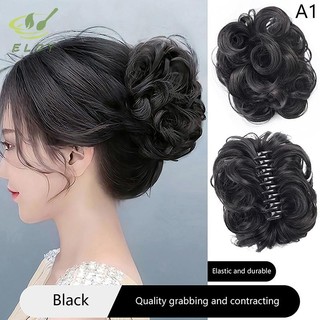 [ELOY] Bun Tóc Tổng Hợp Sống Động Như Thật Lộn Xộn Tóc Giả Hoa Bud Grip Kẹp Co Giãn Nữ Tóc Giả Miếng Lụa Nhiệt Độ Cao VN