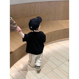 Áo thun ngắn tay cotton mới cho trẻ em mùa hè, rộng rãi, phong cách Hàn Quốc cho bé trai, áo thun thường ngày cho bé gái