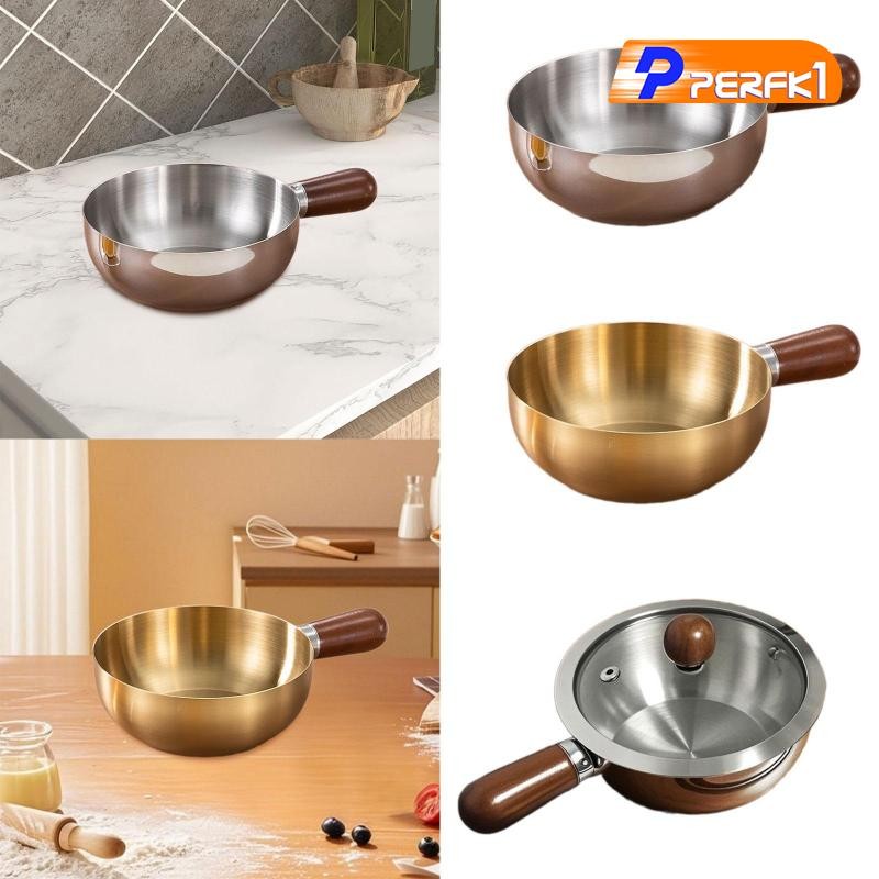Nồi Sữa Nóng Mini Sốt Nhỏ Chống Trơn Trượt Cho Luộc Thép Không Gỉ Có Tay Cầm Gỗ Dụng Cụ Nấu Ăn Nồi Dầu