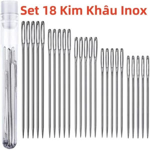 Bộ 18 thép không gỉ Big Eye Needle Handmade khâu DIY kim sống sửa chữa quần áo thủ công may công cụ - SUNND