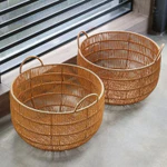 Giỏ đựng quần áo bẩn tròn rỗng, Giỏ đựng đồ giặt mây giả cổ điển, Giỏ đựng khăn tắm khách sạn phòng ngủ, Đồ chơi và đồ lặt vặt Xô đựng đồ — ảnh 5