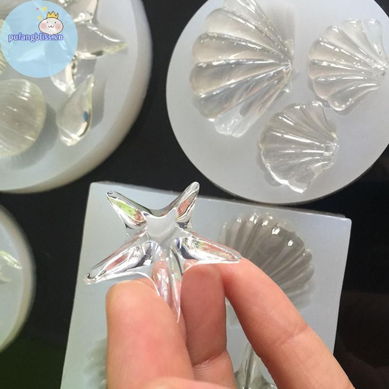 Pufangbliss Khuôn Silicon DIY Sao Biển Conch Silicon Khuôn Làm Bánh Kẹo Bánh Trang Trí Dụng Cụ Đất Sét Nhựa Nghệ Thuật Khuôn VN
