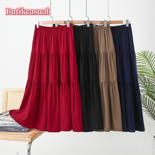 Váy lụa cotton nữ cạp cao xếp ly mỏng váy cỡ lớn mùa hè 2025 váy dài Twill