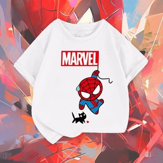 2025 Hoạt Hình Người Nhện Mềm Unisex Trẻ Em Áo Thun Bé Trai Và Bé Gái Top Tee