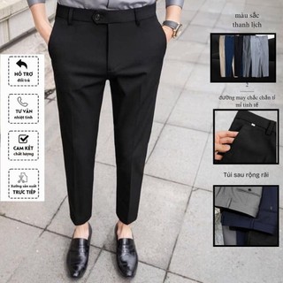 Quần tây nam, Quần âu nam hàn quốc ống côn công sở vải tuyết chéo mỏng nhẹ thoáng mát 6513