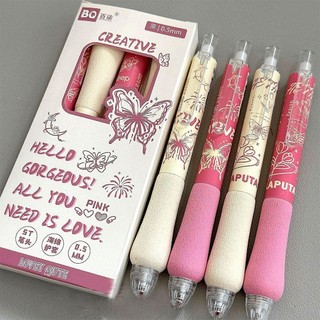 RISEDOT 4 Bút Gel, Bút mực đen 0,5mm khô nhanh, Loại ép ST di động Bút chữ ký màu đen Trường học / Văn phòng